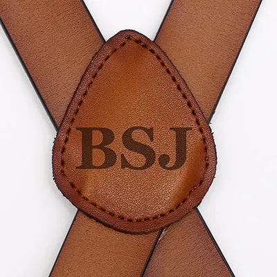 Mens Suspenders X Back Design Leather Suspenders Adjustable Brown Braces Groomsmen Gift for Wedding