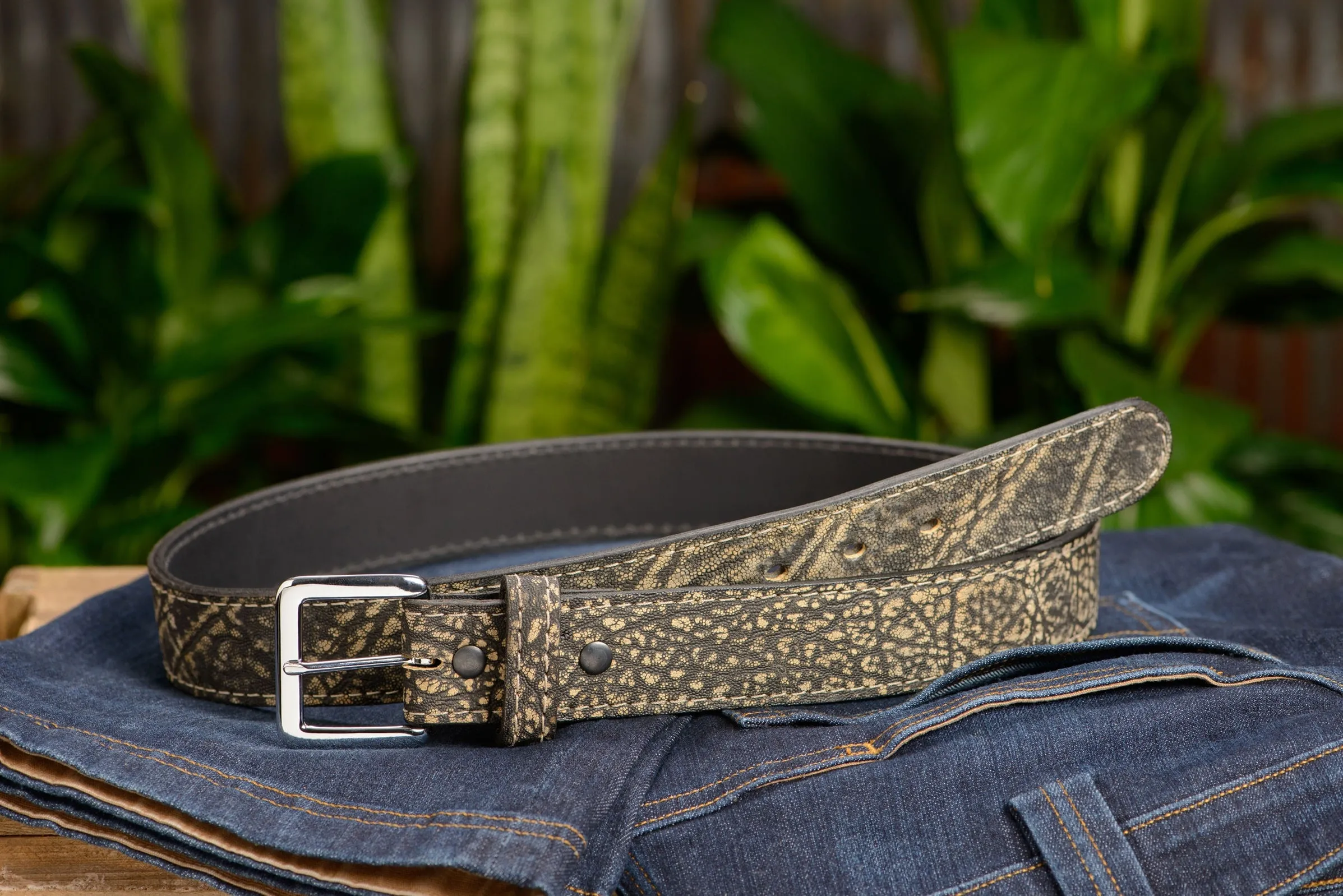 Men's Tree Bark Elephant Leather Belt