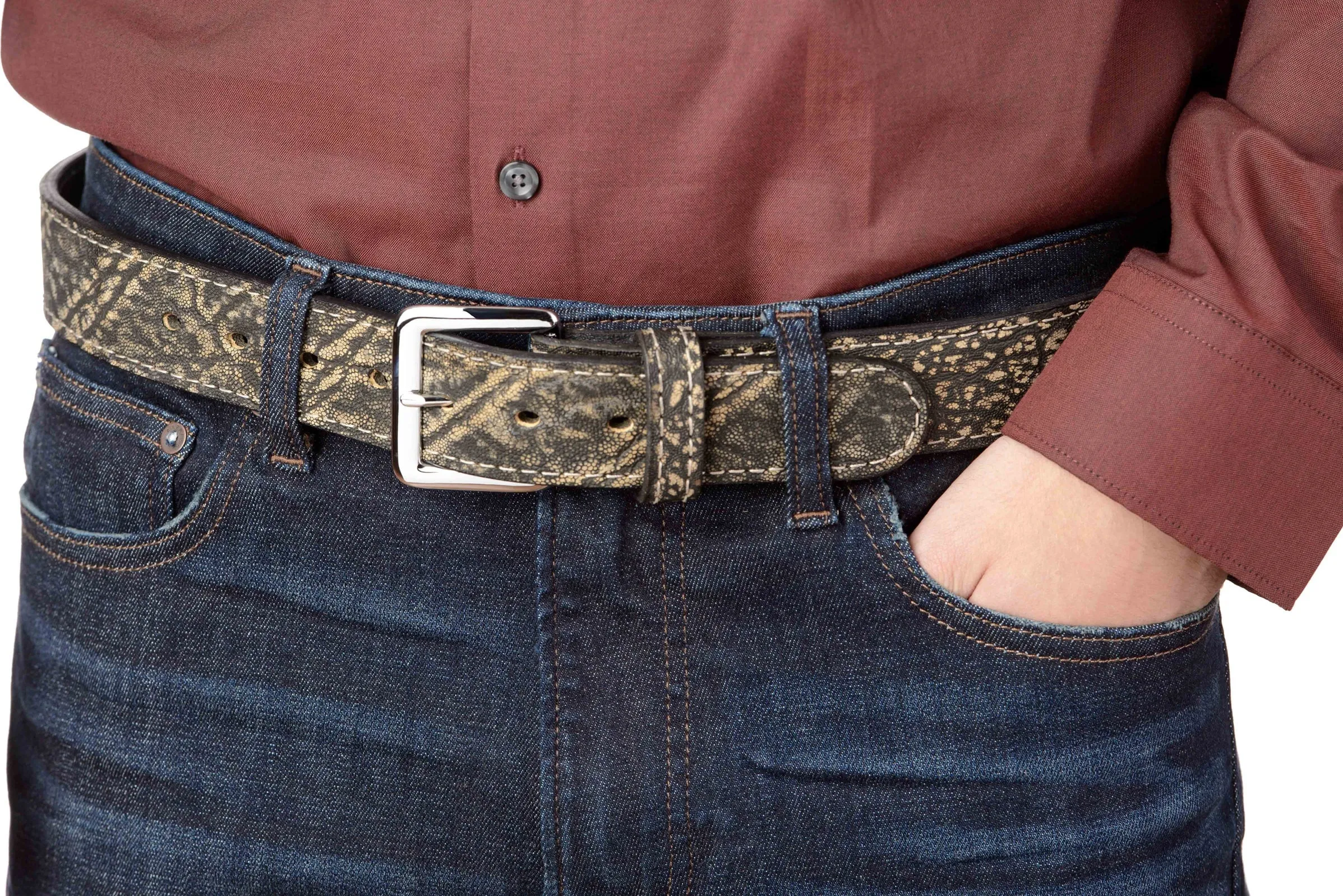 Men's Tree Bark Elephant Leather Belt
