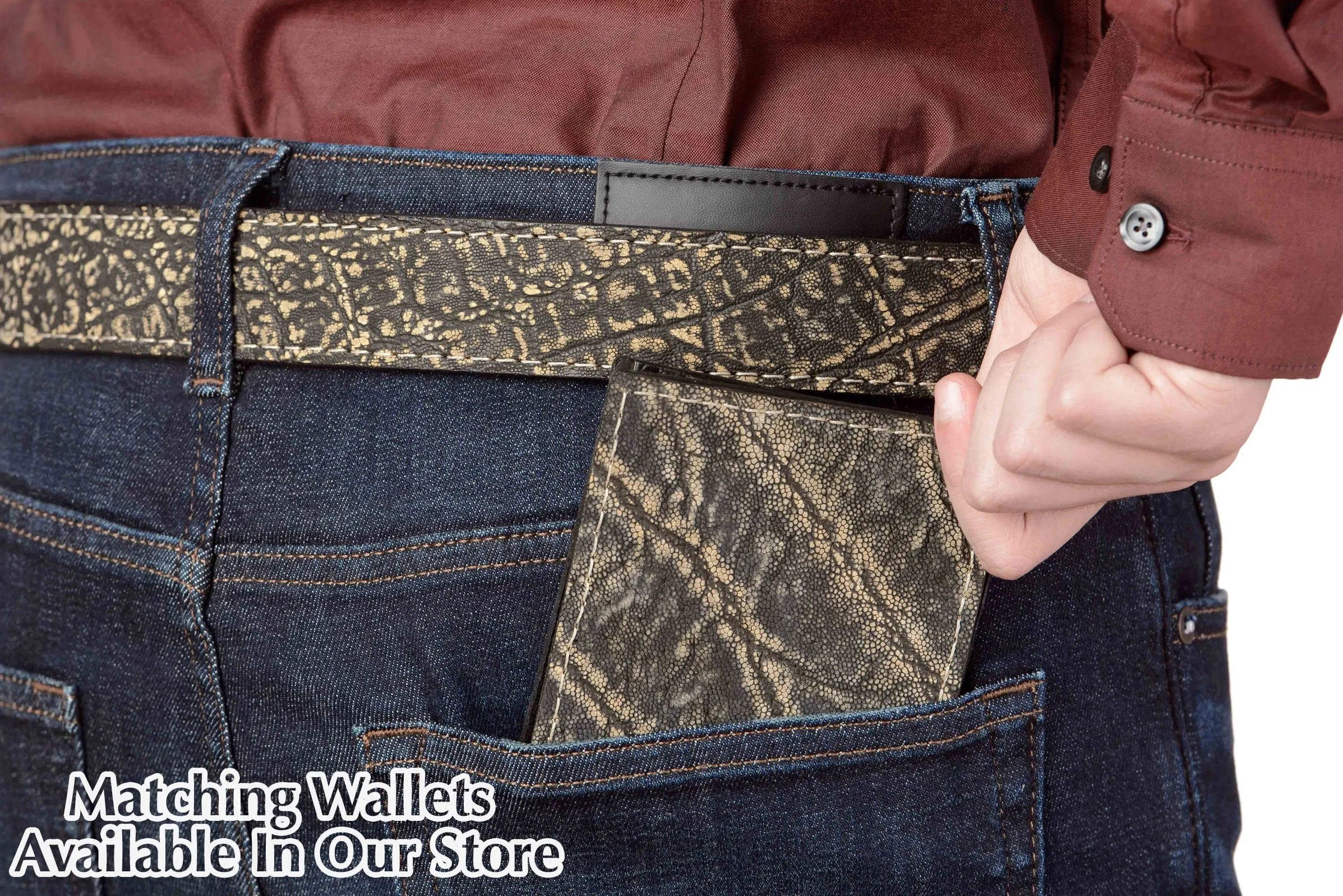 Men's Tree Bark Elephant Leather Belt