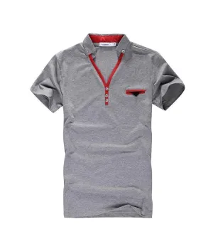Men's Turn Down Collar Polo With Pocket Decoration
