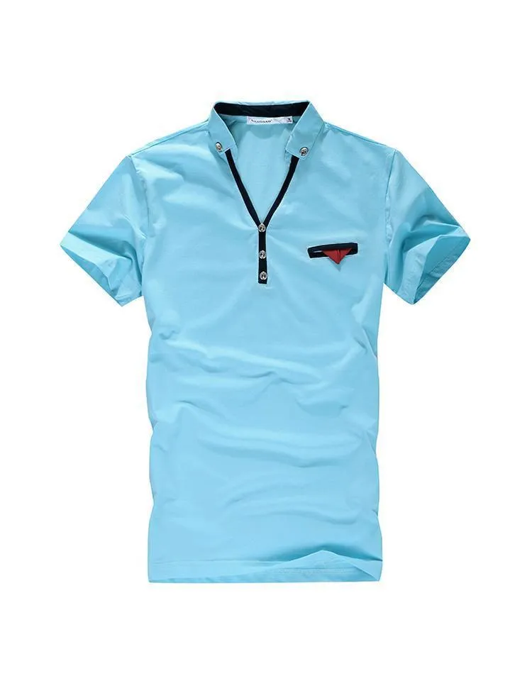 Men's Turn Down Collar Polo With Pocket Decoration