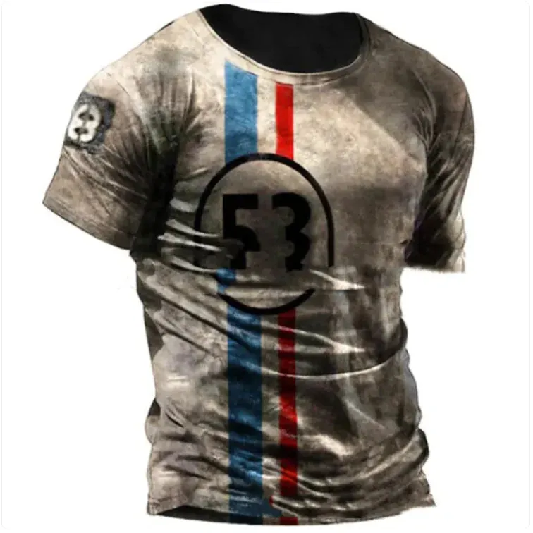 Men's Vintage 3D Print T-Shirt: Classic American Style