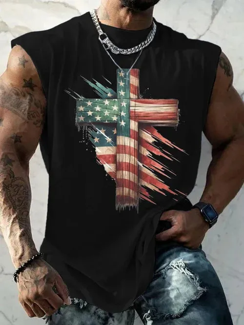 Men's Vintage Flag Print Tank Top