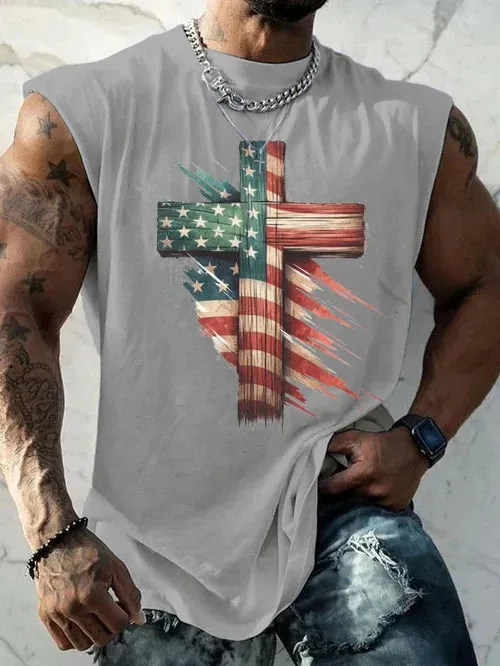 Men's Vintage Flag Print Tank Top