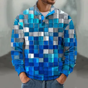Men's Vintage Squares 3D Pattern Sweatshirt
