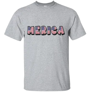 Merica Custom Text American Flag Patriotic Independence Day July 4th American Flag Gift Unisex T-Shirt