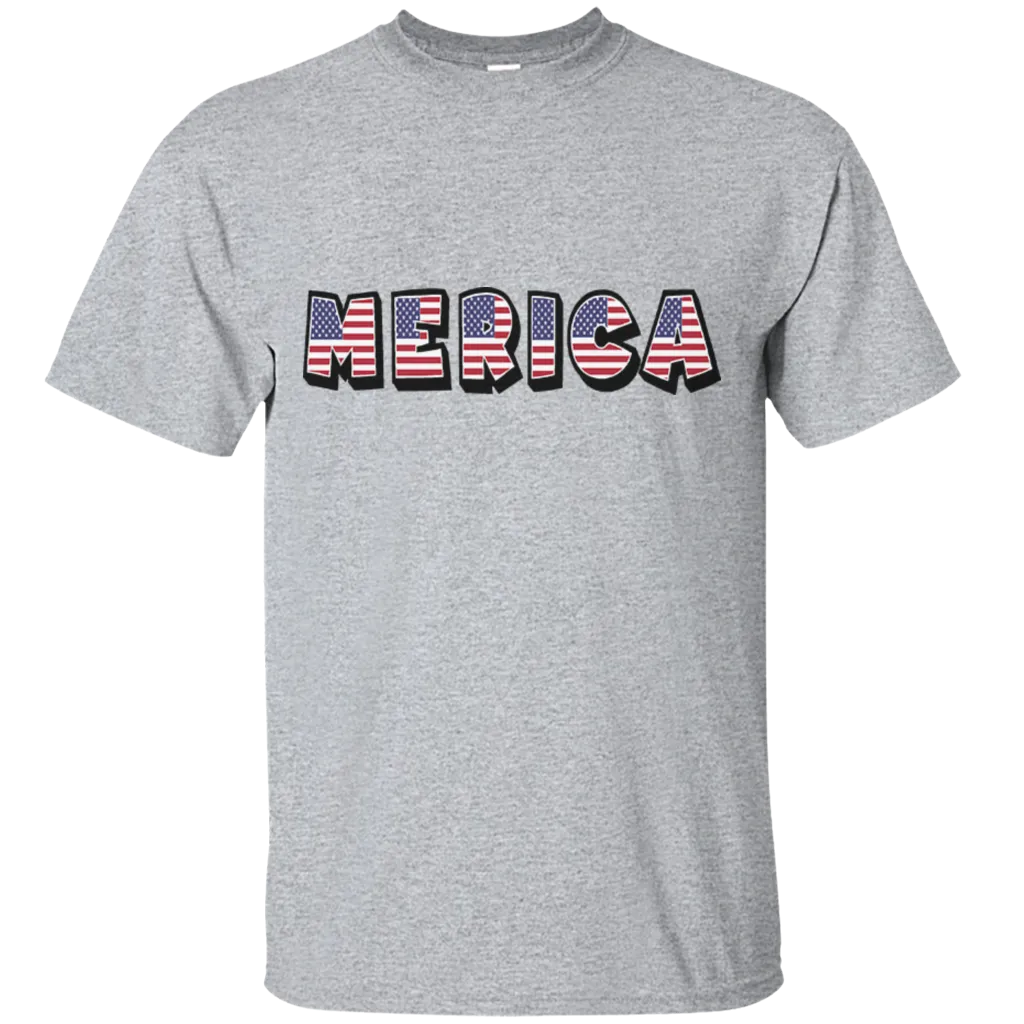 Merica Custom Text American Flag Patriotic Independence Day July 4th American Flag Gift Unisex T-Shirt
