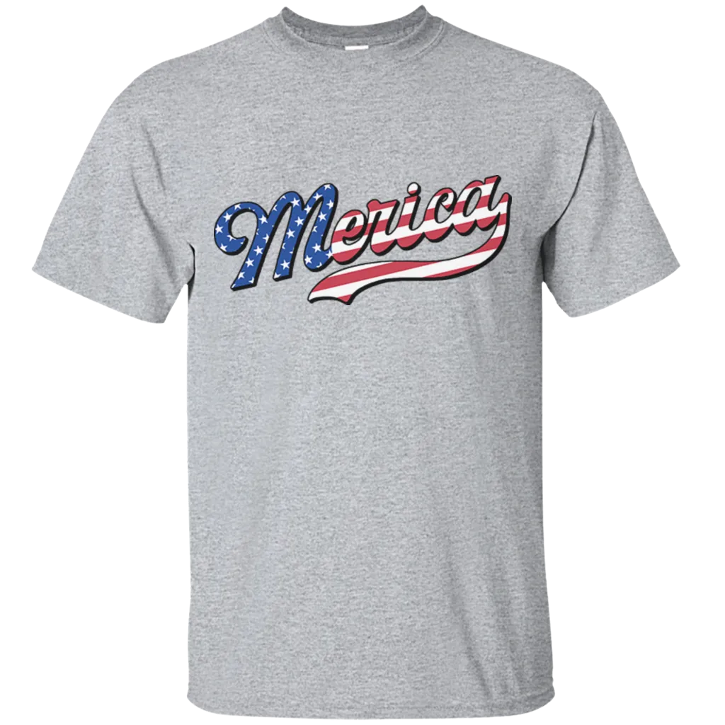 Merica Custom Text American Flag Patriotic Independence Day July 4th American Flag Gift Unisex T-Shirt
