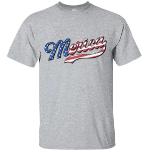 Merica Custom Text American Flag Patriotic Independence Day July 4th American Flag Gift Unisex T-Shirt