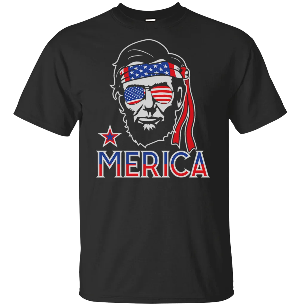 Merica Lincoln Independence Day July 4th American Flag US Veteran Army American Flag Gift Unisex T-Shirt