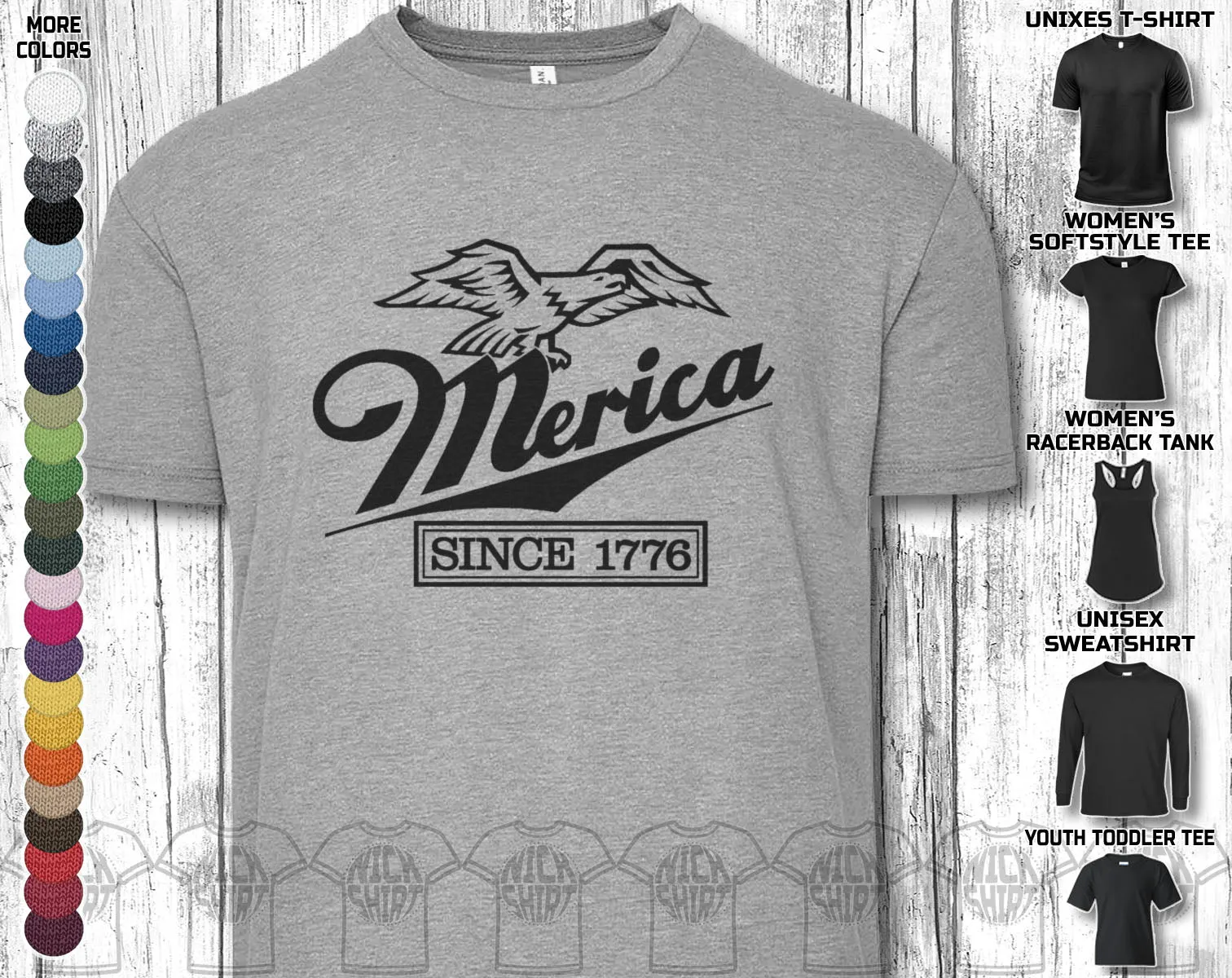 Merica Since 1776 American Eagle Beer Flag Patriotic Independence Day July 4th US Veteran Army Gift Unisex T-Shirt