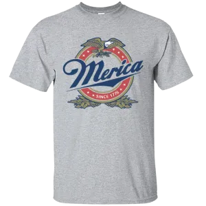 Merica Since 1776 American Eagle Beer Flag Patriotic Independence Day July 4th US Veteran Army Gift Unisex T-Shirt
