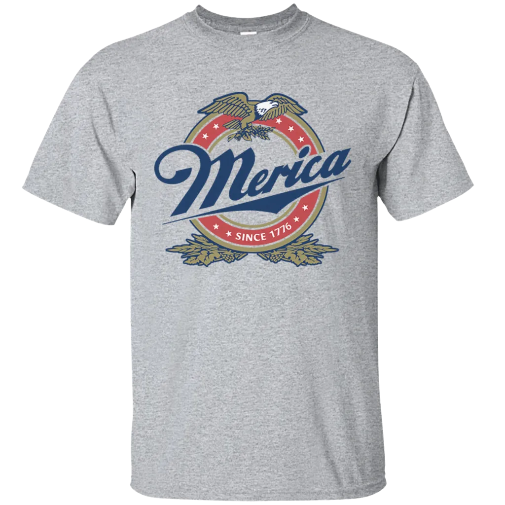 Merica Since 1776 American Eagle Beer Flag Patriotic Independence Day July 4th US Veteran Army Gift Unisex T-Shirt