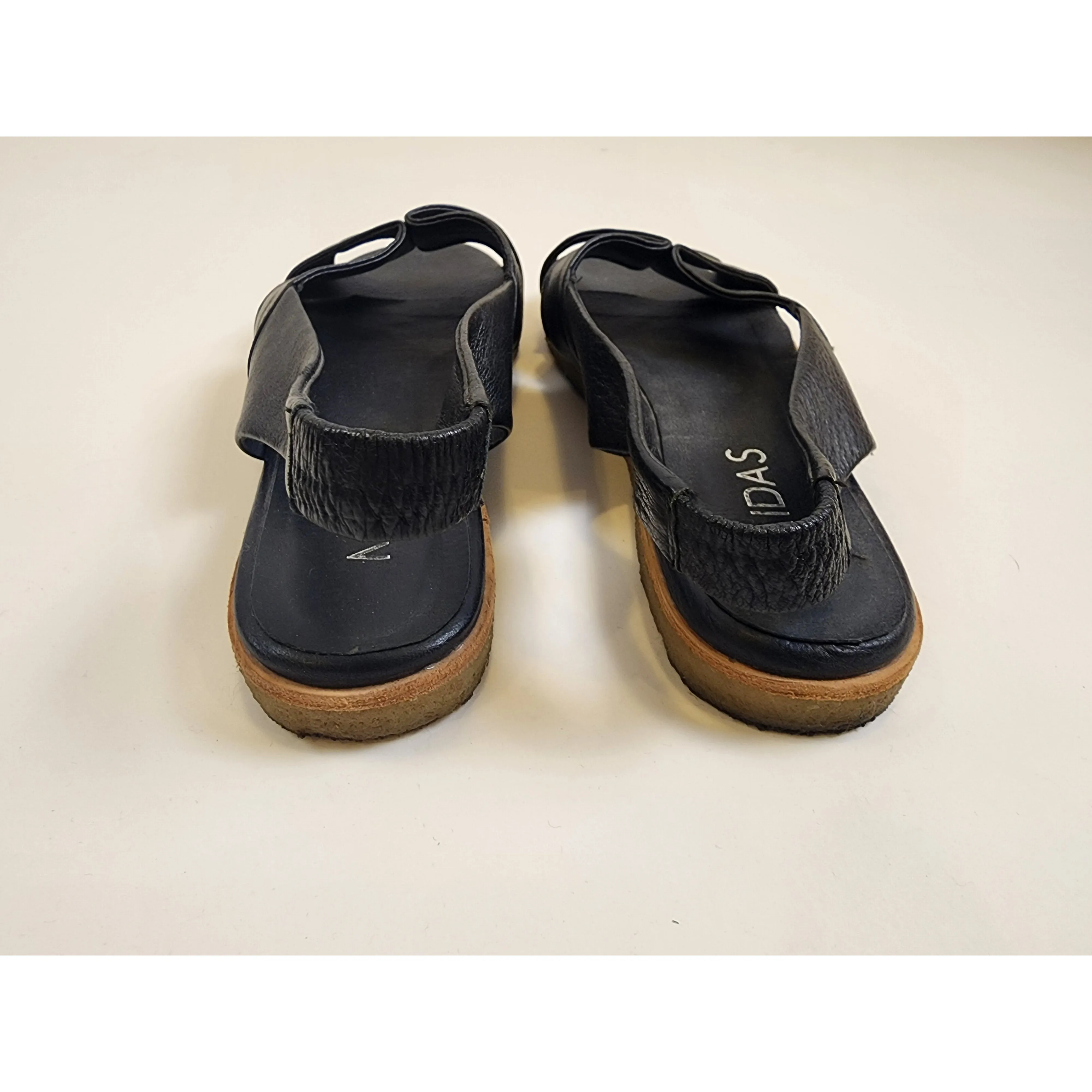 Midas "Juggle" black leather flat slingbacks size 37