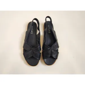 Midas "Juggle" black leather flat slingbacks size 37