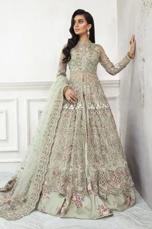 Mint Green Pakistani Dress in Gown Lehenga Style #BS740