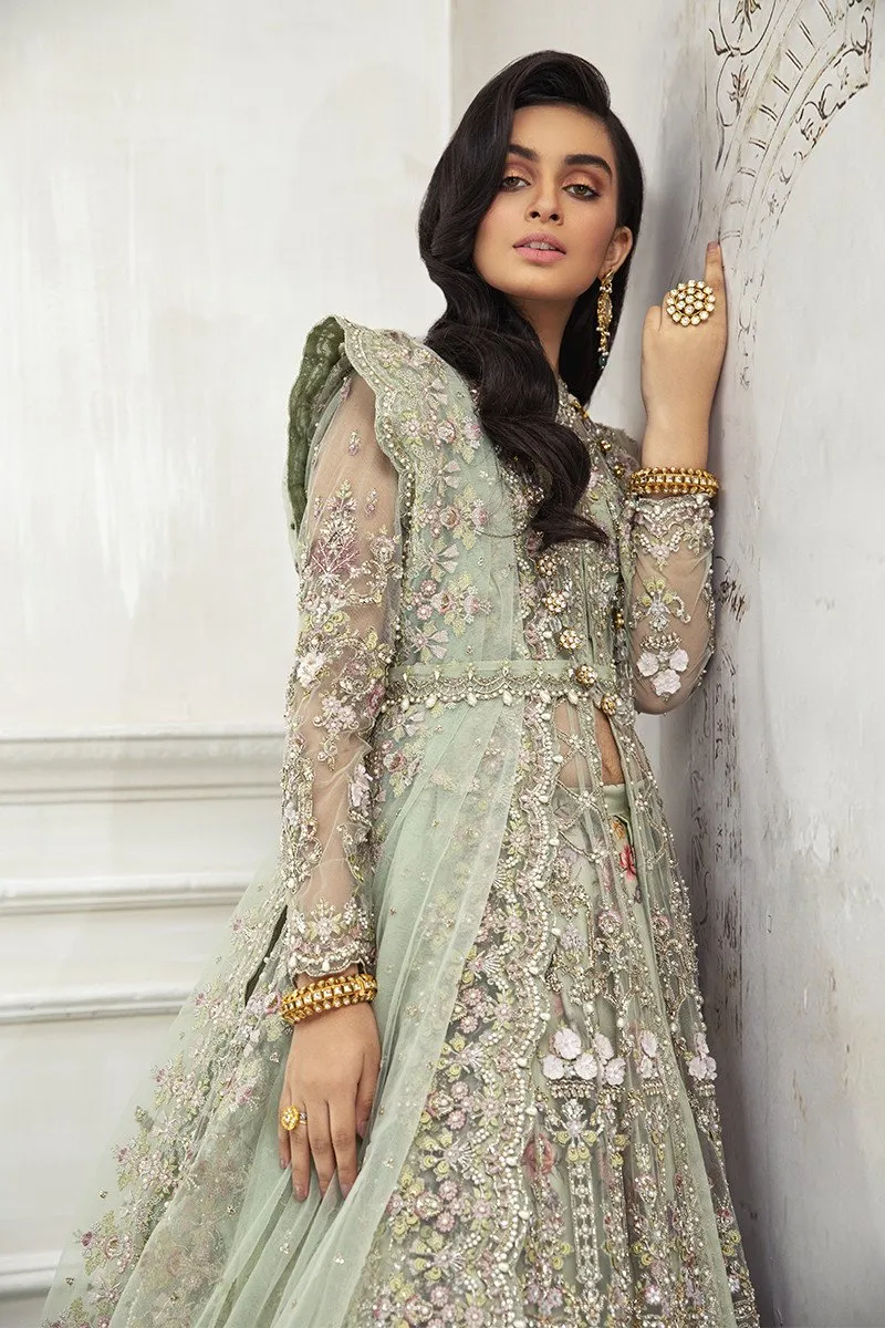 Mint Green Pakistani Dress in Gown Lehenga Style #BS740