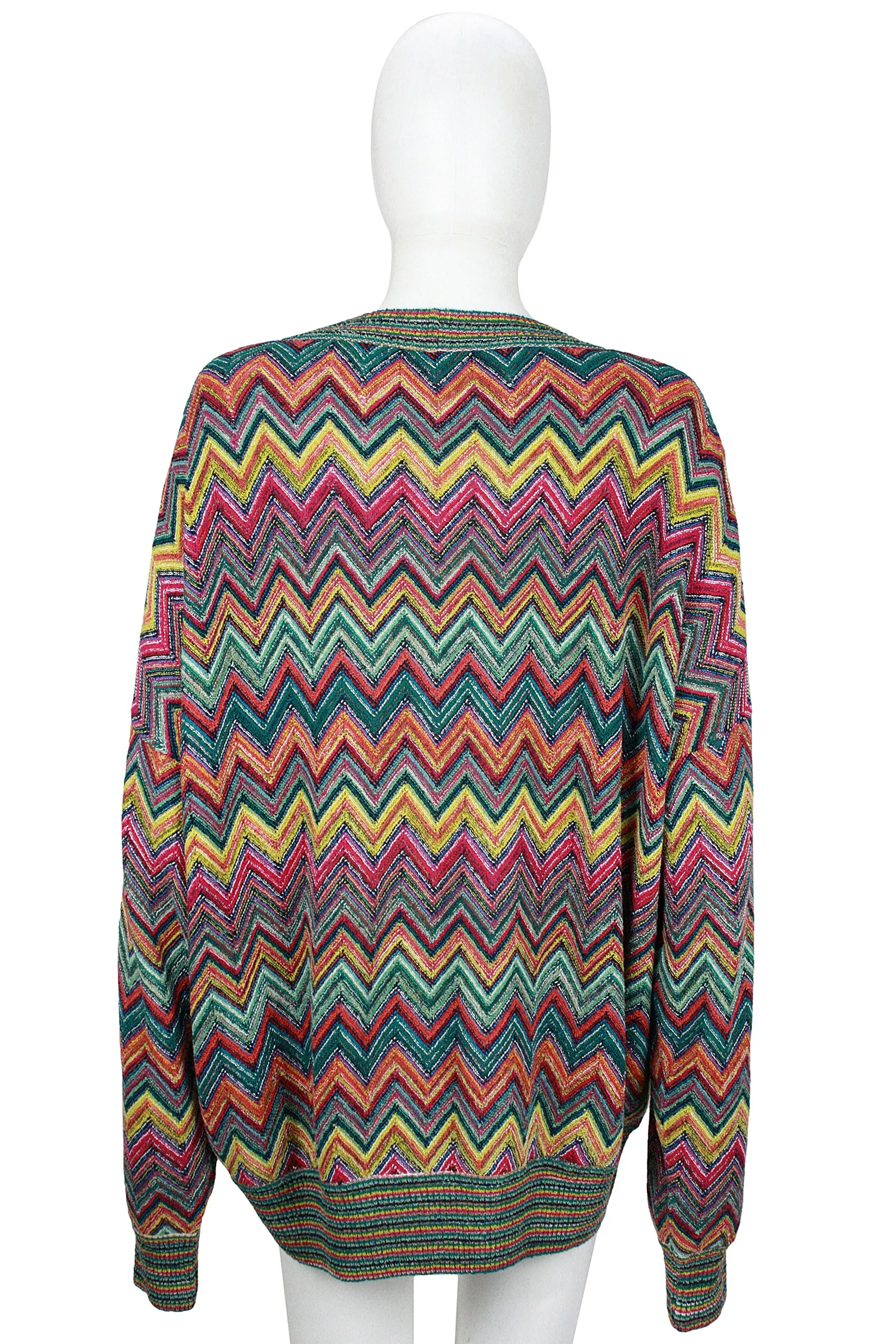 MISSONI Men's Circa 1990s Multicolor Zig Zag  Sweater