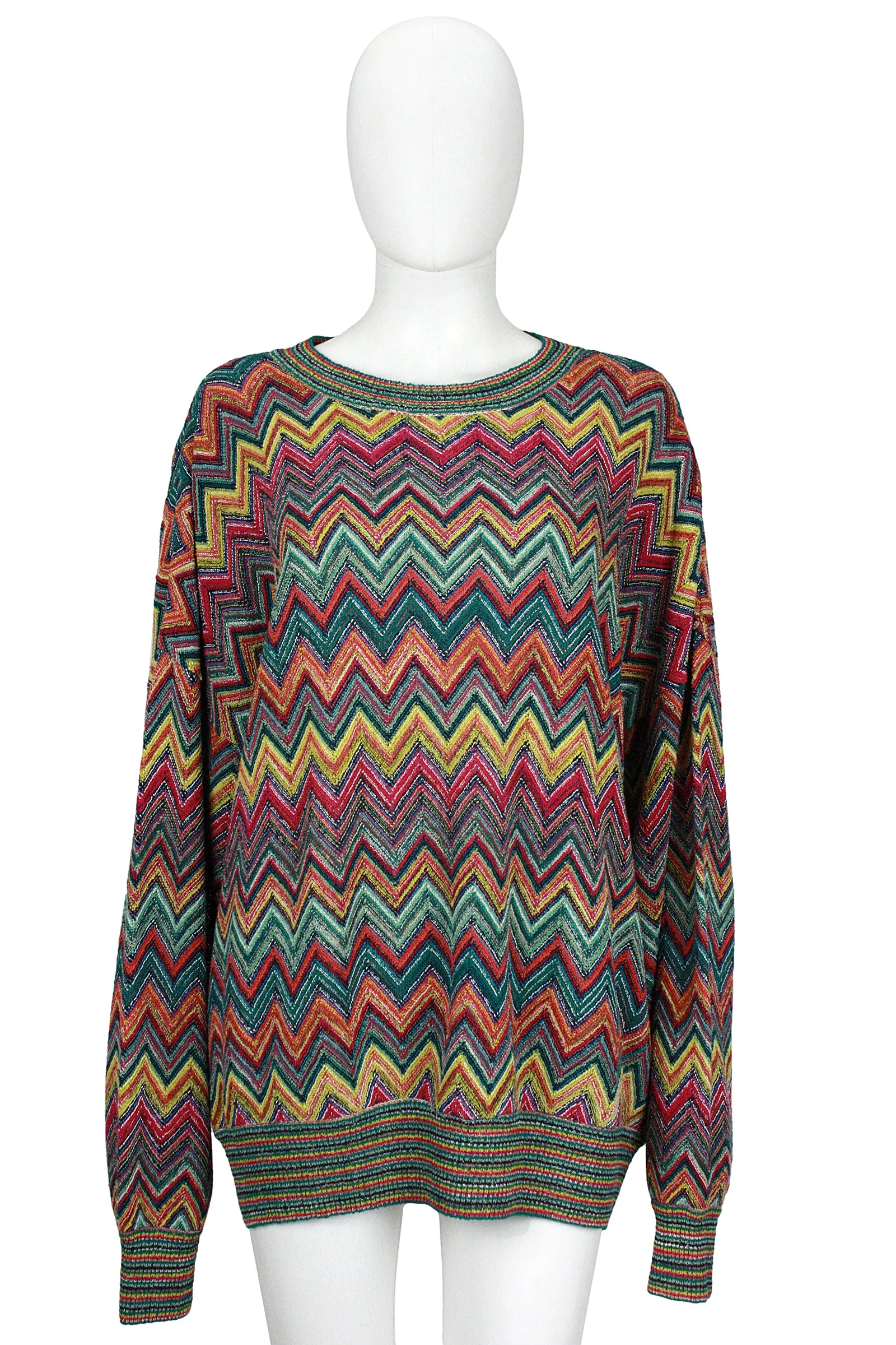 MISSONI Men's Circa 1990s Multicolor Zig Zag  Sweater