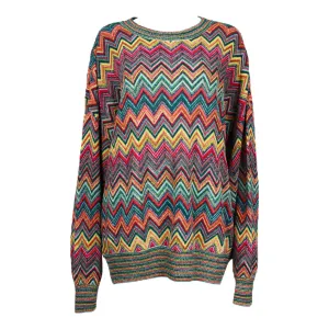MISSONI Men's Circa 1990s Multicolor Zig Zag  Sweater