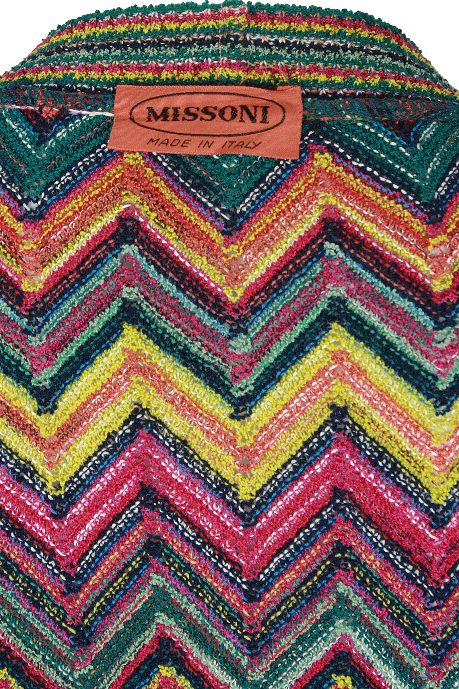 MISSONI Men's Circa 1990s Multicolor Zig Zag  Sweater