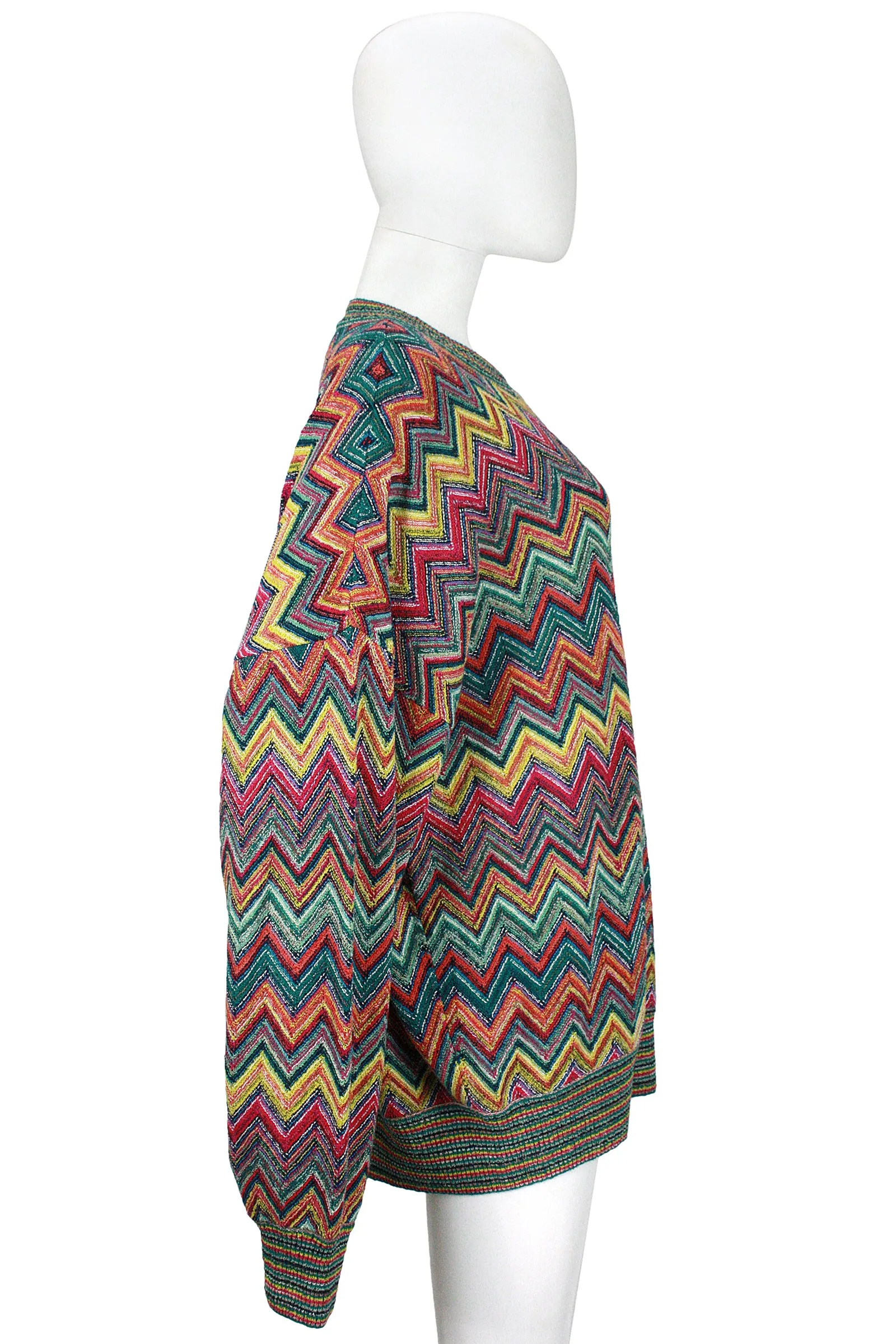 MISSONI Men's Circa 1990s Multicolor Zig Zag  Sweater