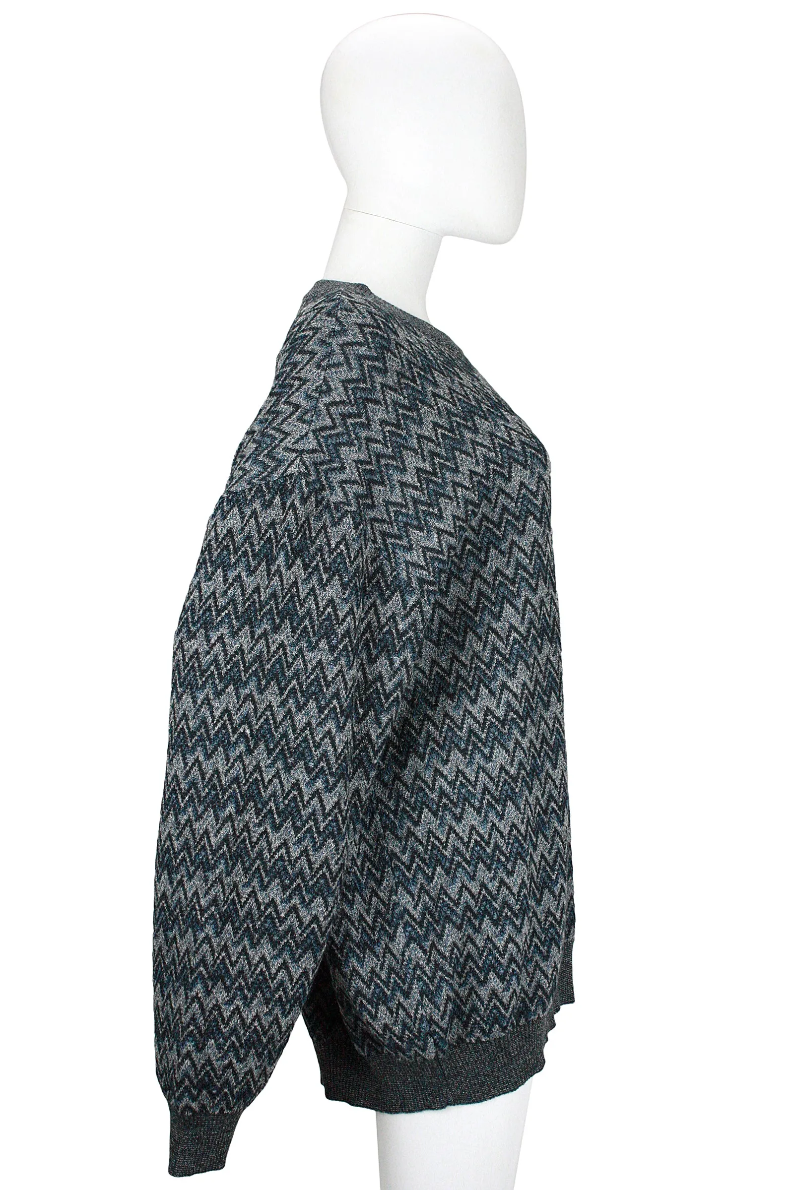 MISSONI Men's Circa 1990s Multicolor Zig Zag Sweater