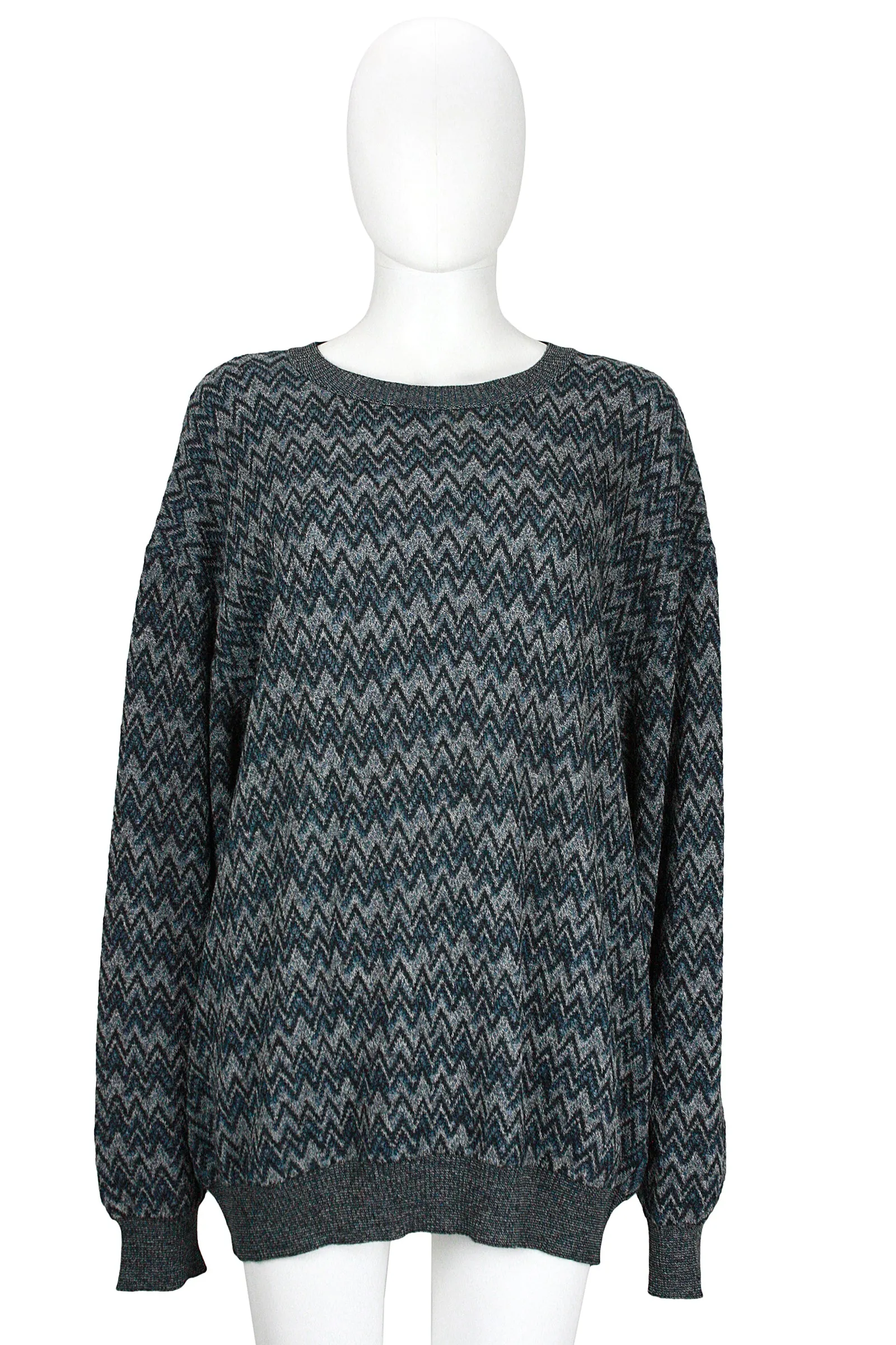 MISSONI Men's Circa 1990s Multicolor Zig Zag Sweater