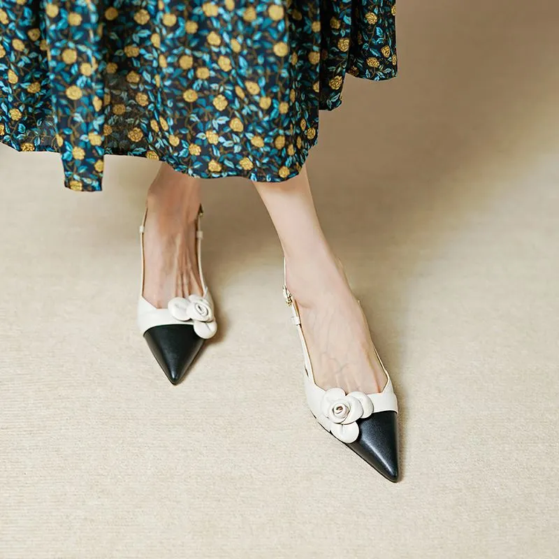 Mixed Colors Flower Design High-End Genuine Leather Sandals