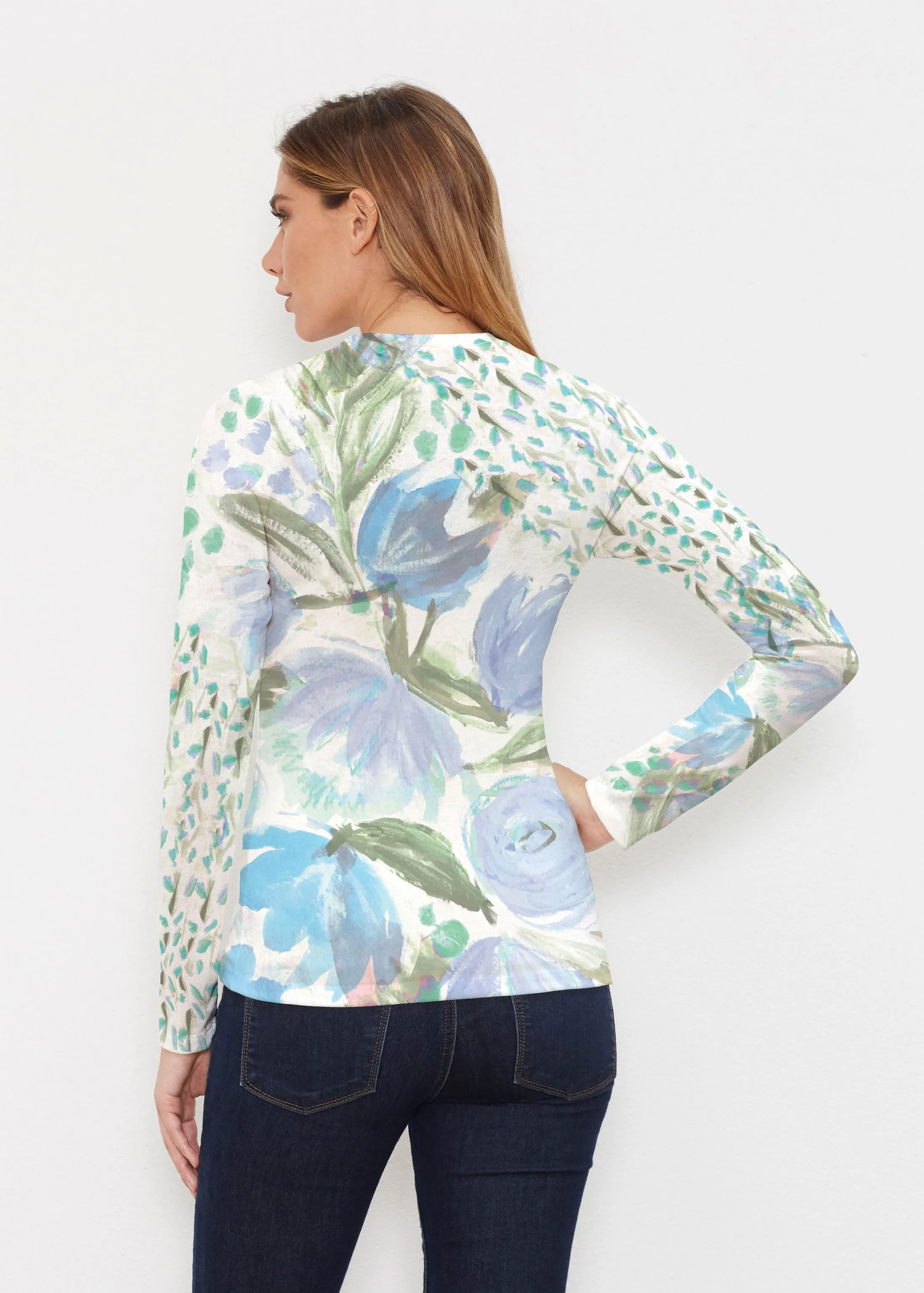 Monet Blue (17178) ~ Butterknit Long Sleeve V-Neck Top