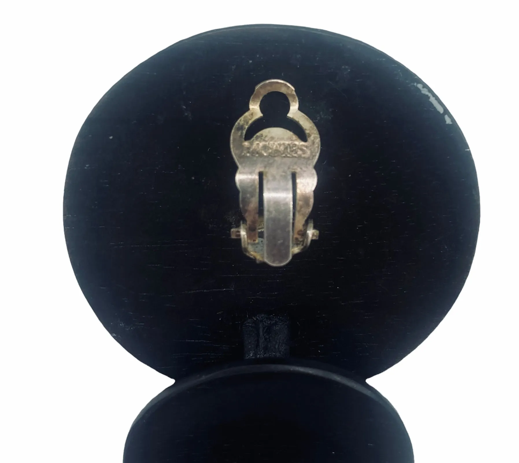 Monies Black Polished Wood Clip On earrings