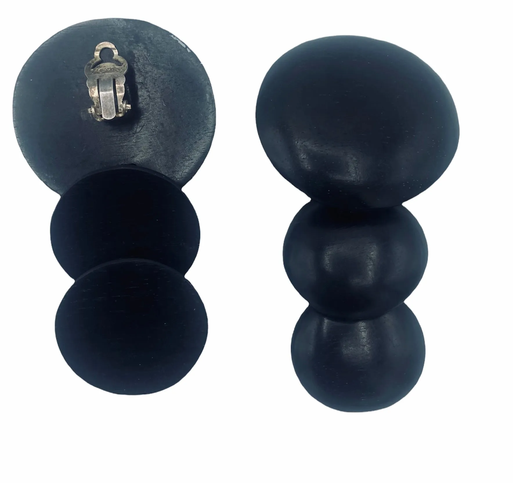 Monies Black Polished Wood Clip On earrings