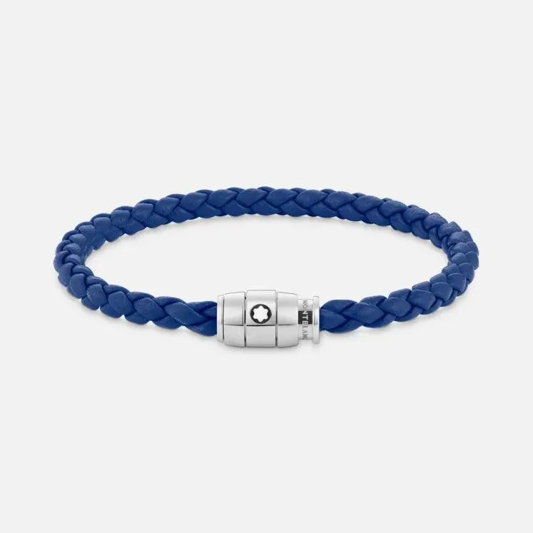 Montblanc steel bracelet with 3 rings closure and blue skin measures m 13089963