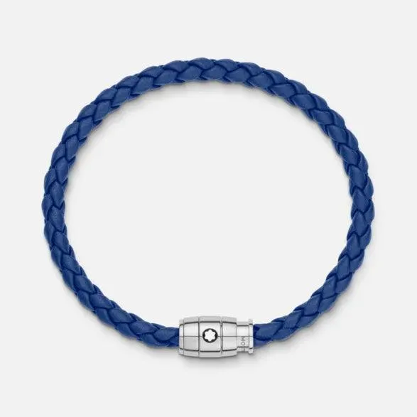 Montblanc steel bracelet with 3 rings closure and blue skin measures m 13089963