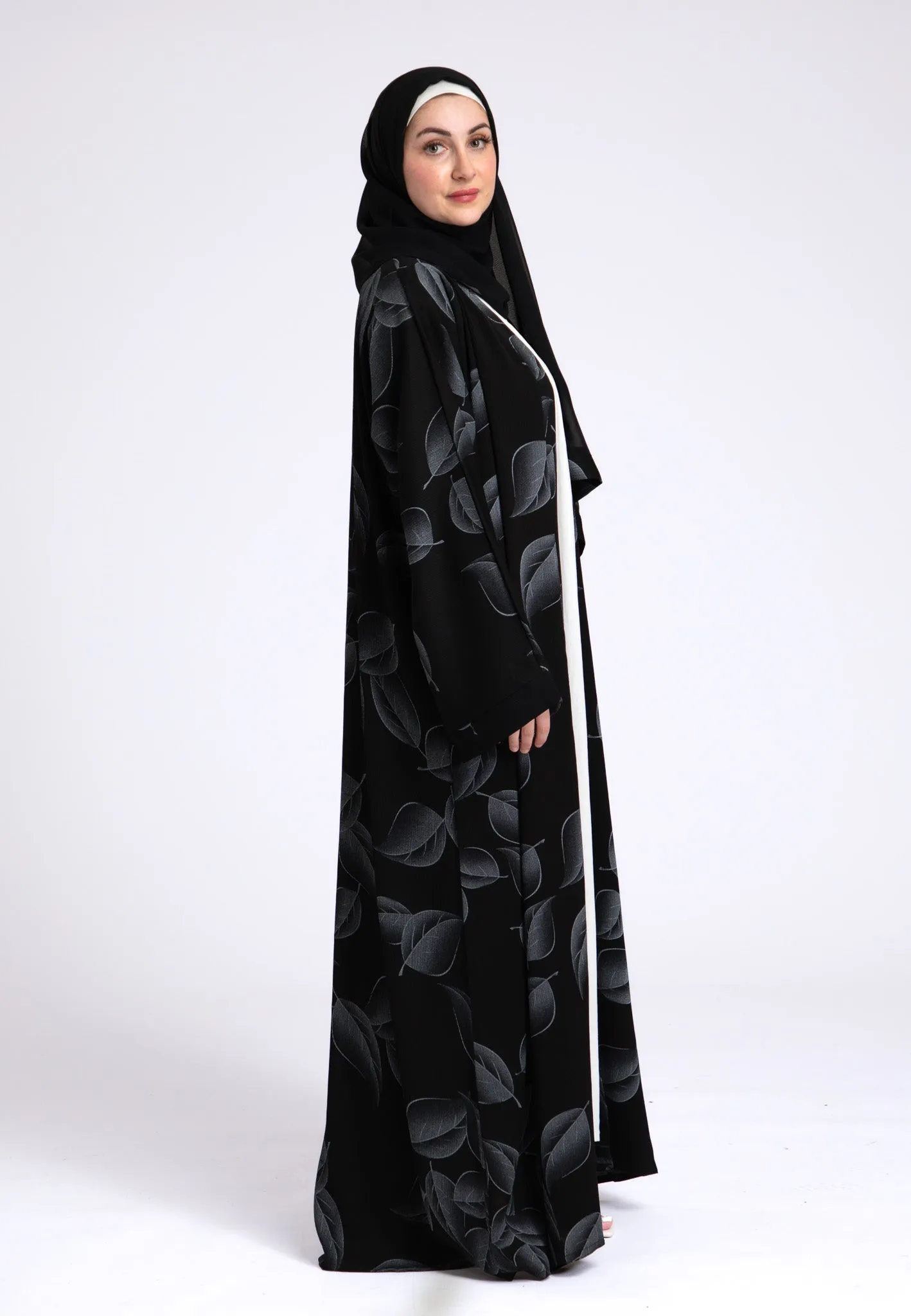 Moonstone Leaf Open Abaya (Premium)