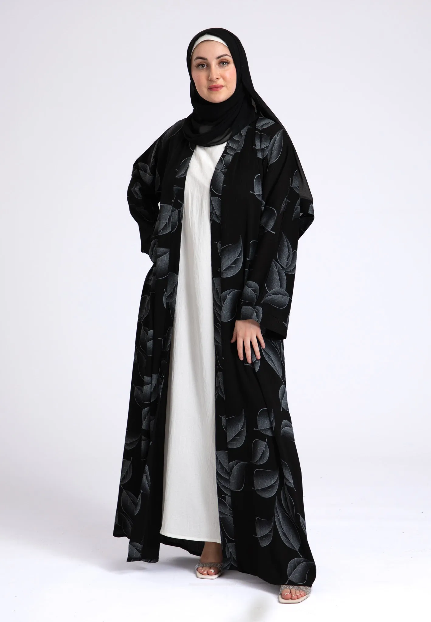 Moonstone Leaf Open Abaya (Premium)