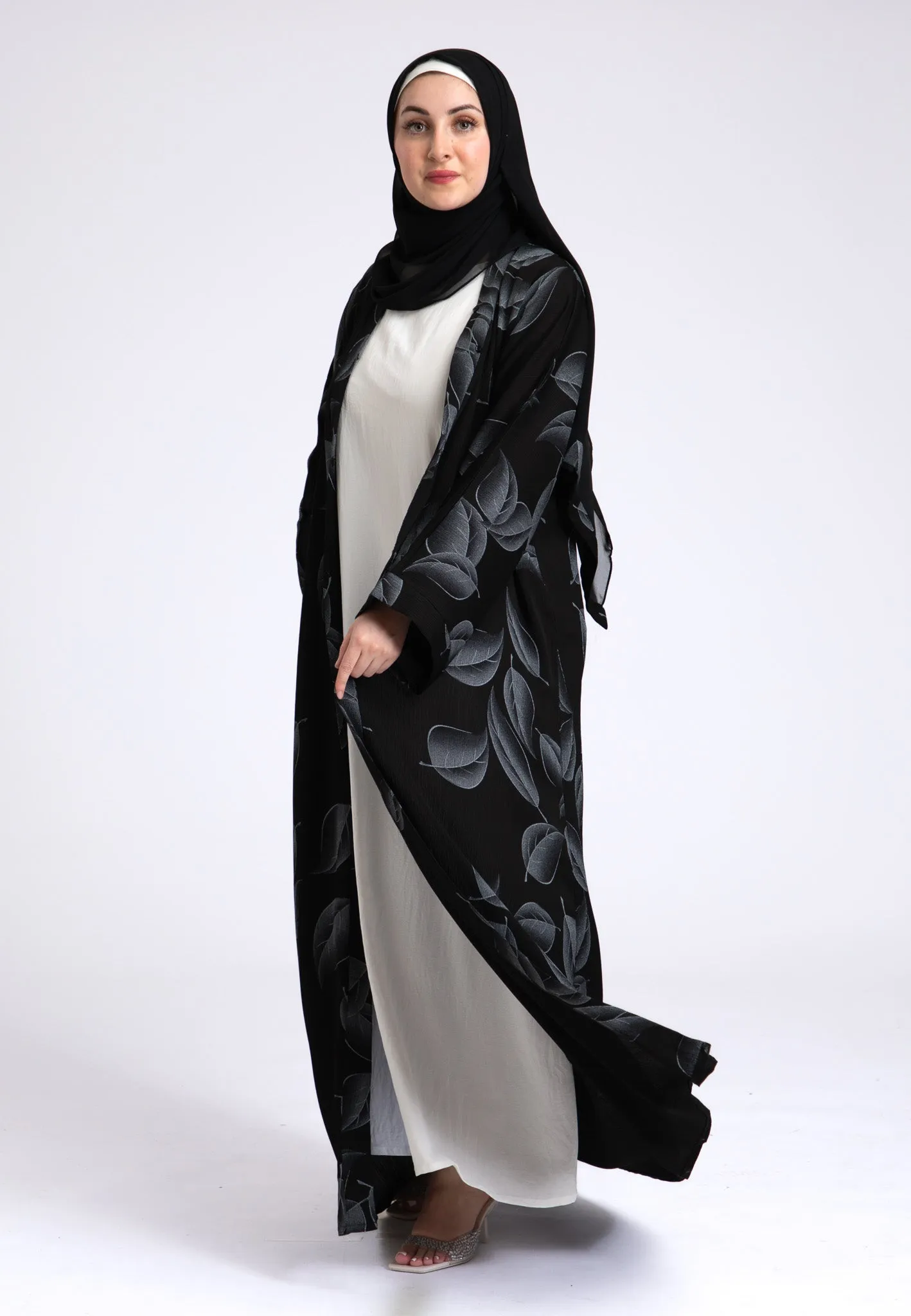 Moonstone Leaf Open Abaya (Premium)