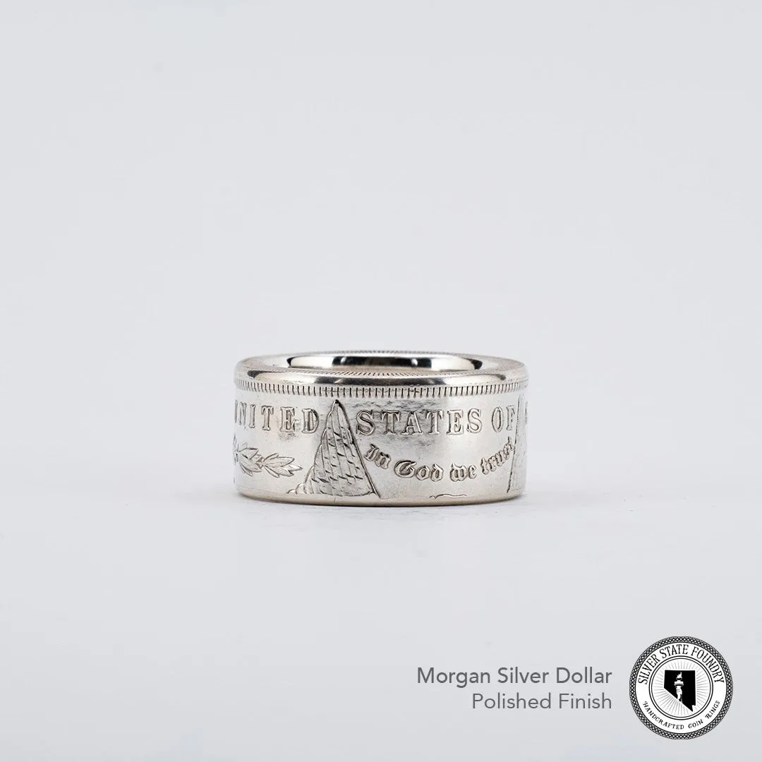 Morgan Silver Dollar Coin Ring & American Pride Dog Tag Necklace