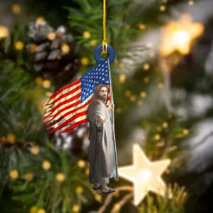 NA93 - SHAPED ORNAMENT - GOD - AMERICAN FLAG 152