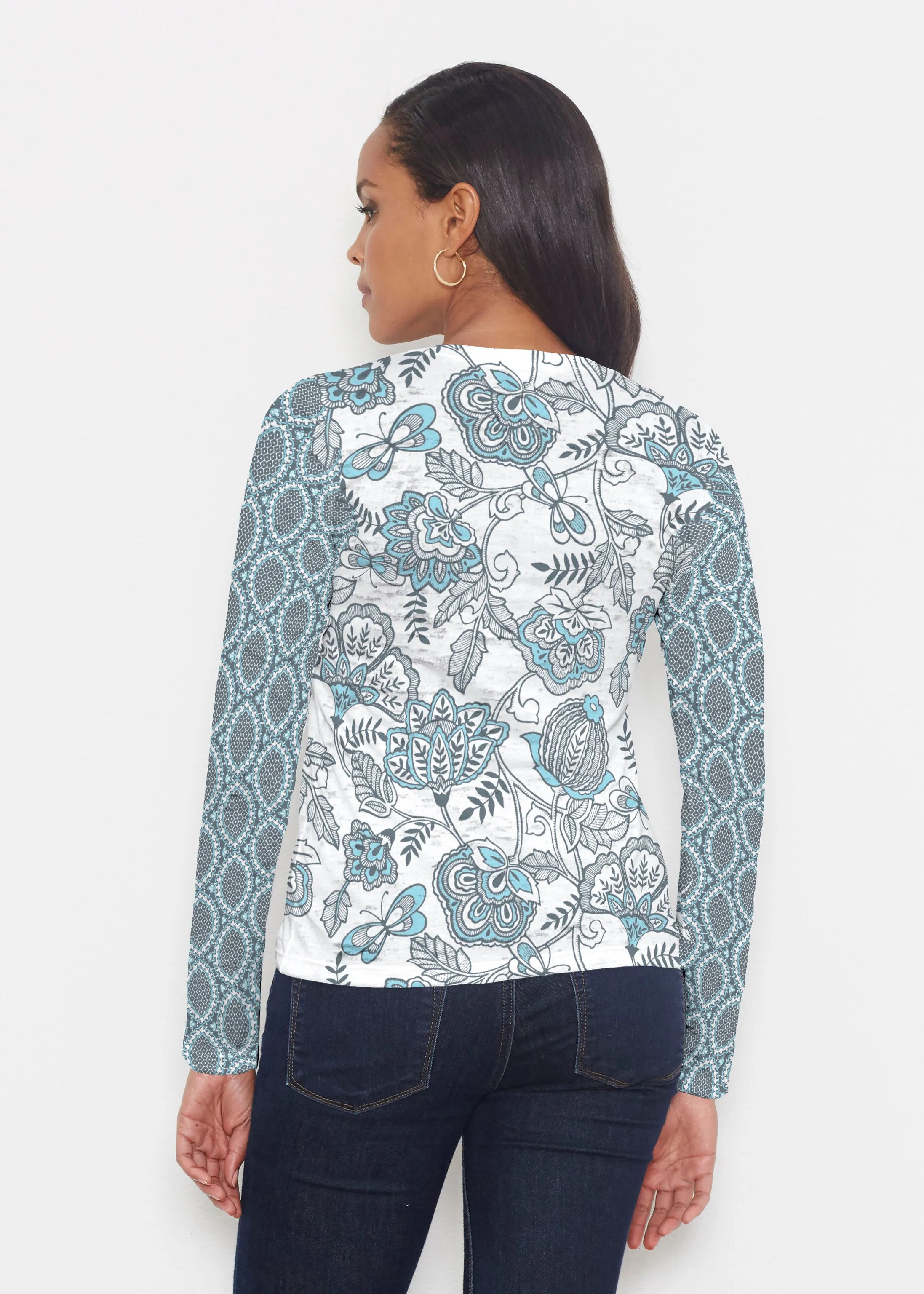 Namaste Floral (13366) ~ Signature Long Sleeve Crew Shirt