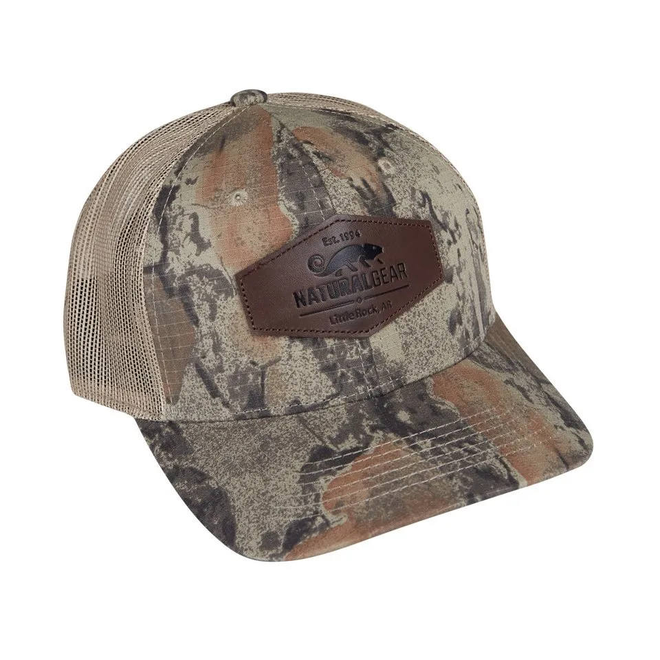 Natural Gear Leather Patch Trucker Cap