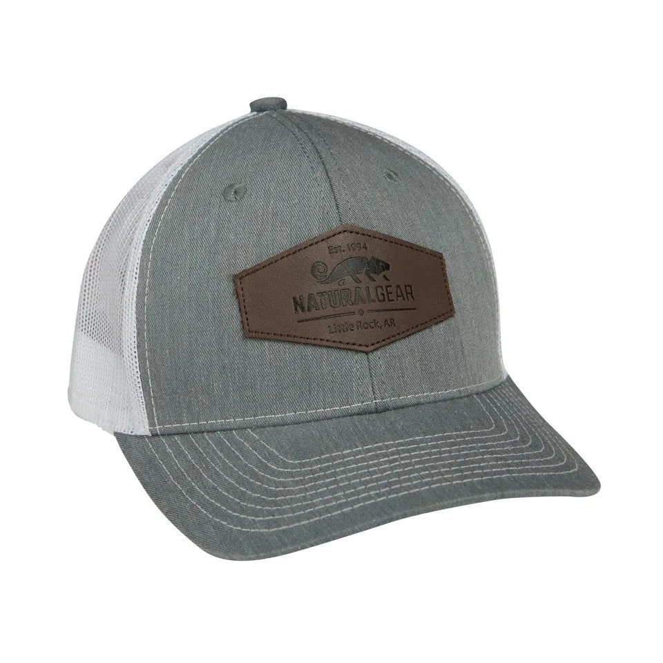 Natural Gear Leather Patch Trucker Cap
