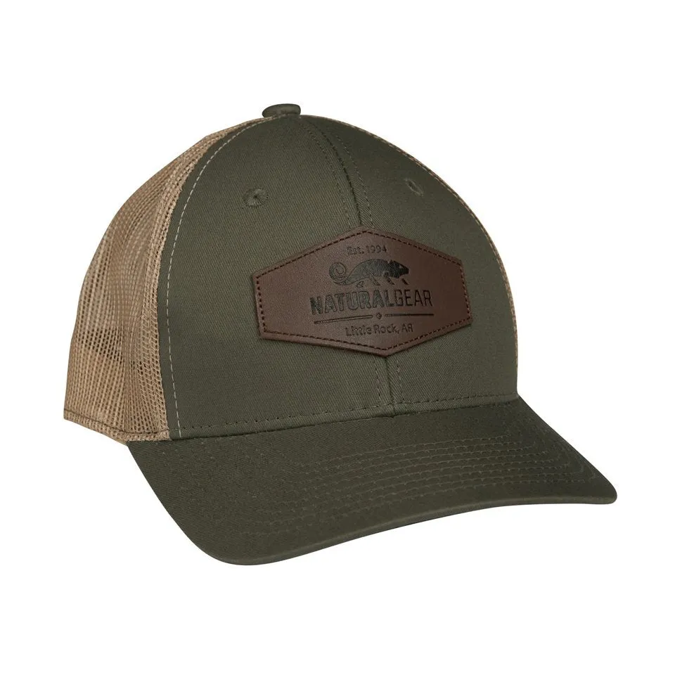 Natural Gear Leather Patch Trucker Cap