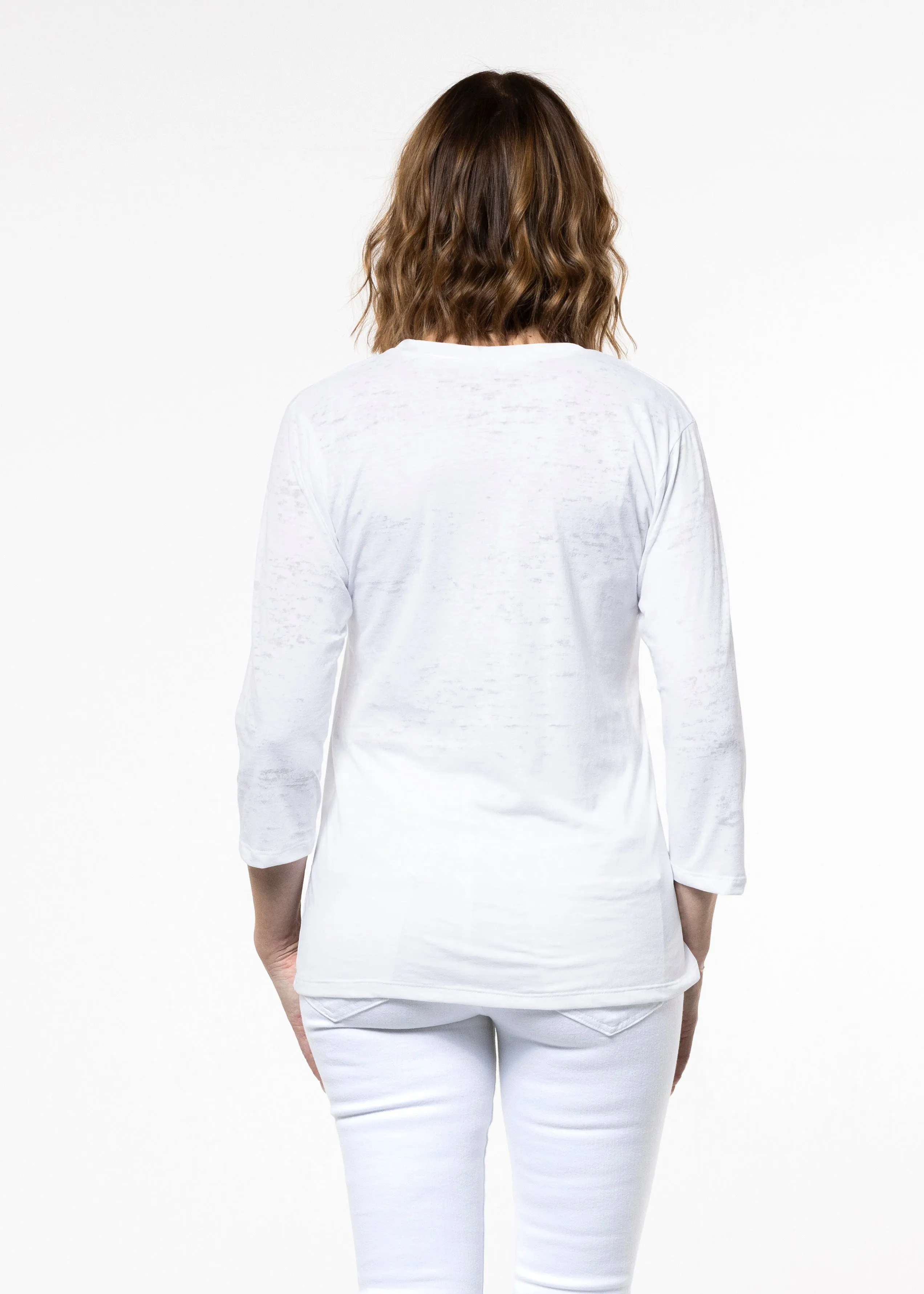 Natural White (5555) ~ Signature 3/4 Sleeve Crew Neck Top