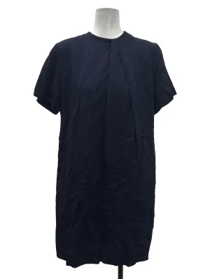 Navy Blue Neck Pleated Dress