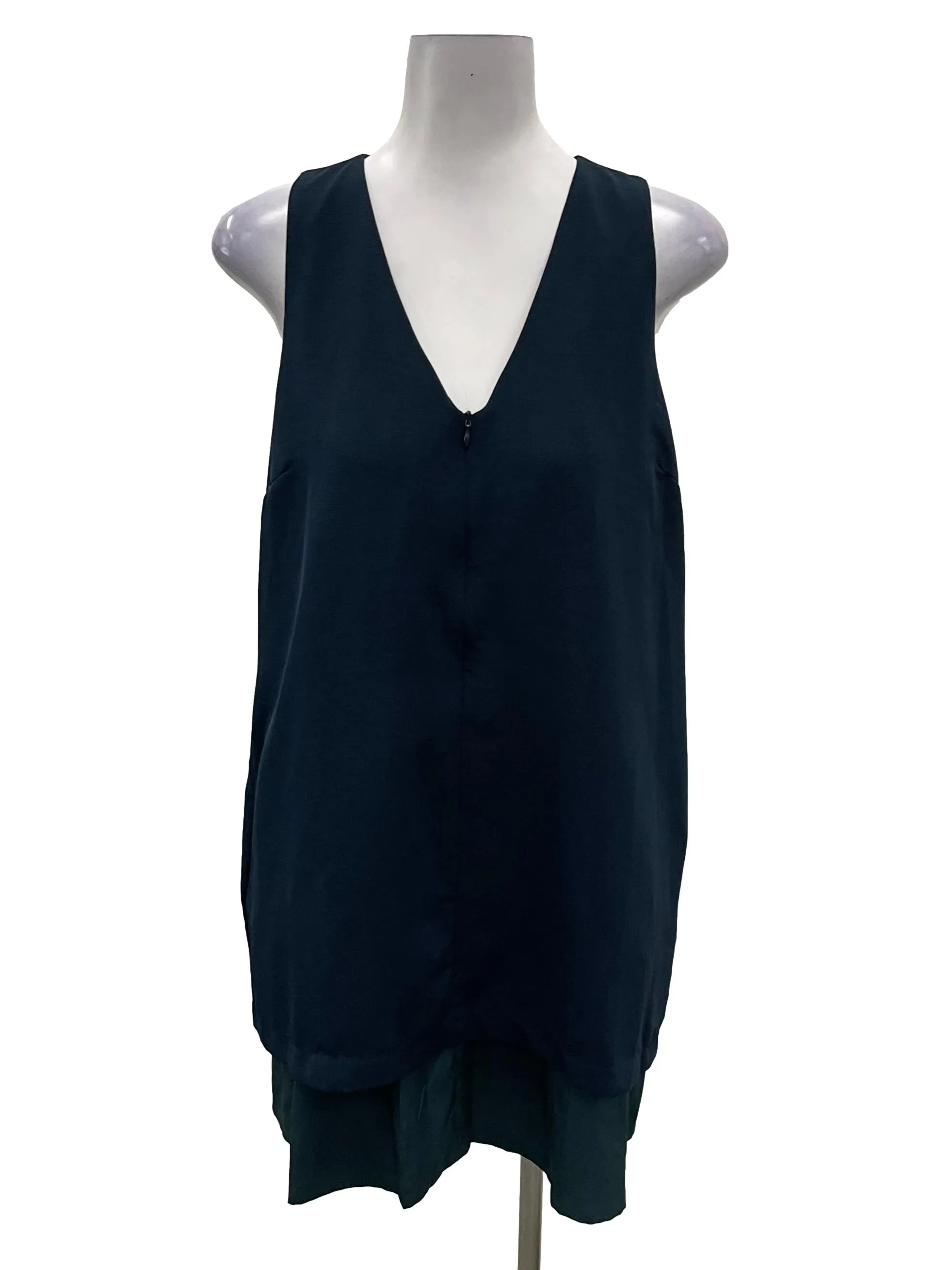 Navy Blue V-Neck Mini Shift Dress