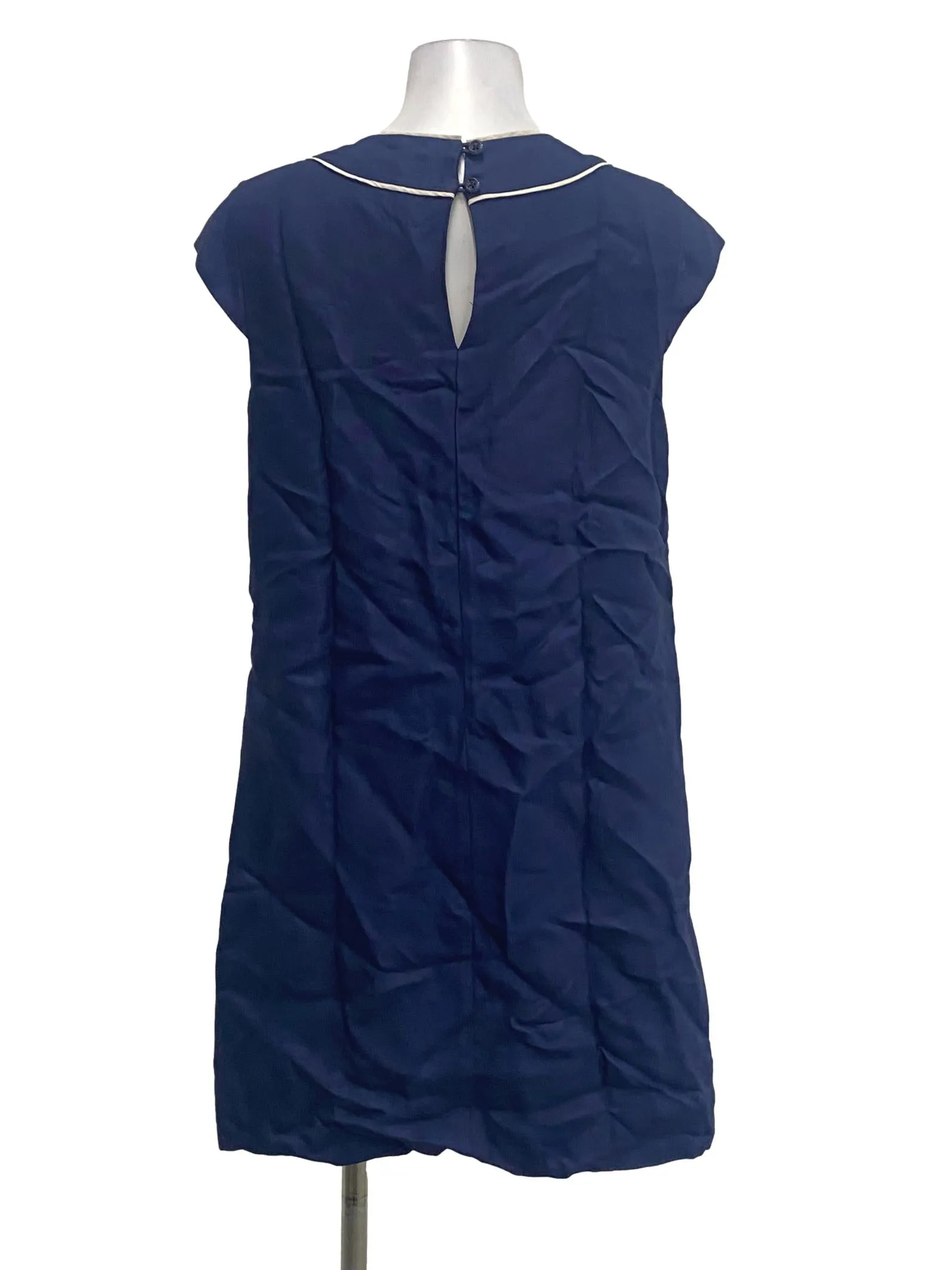 Navy Blue With Cream Outline Dress