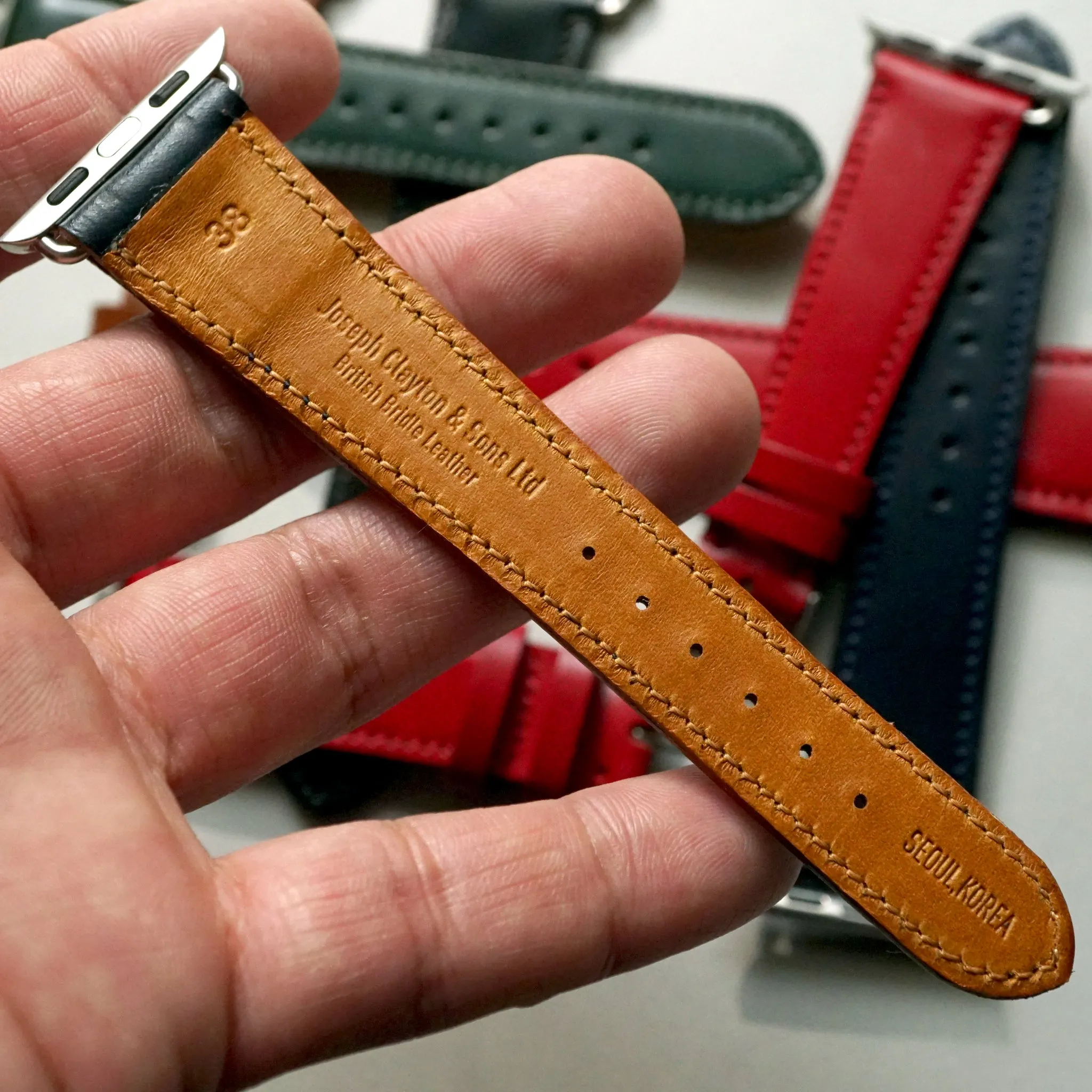 NAVY BRIDLE LEATHER HANDMADE APPLE WATCH STRAP ALL GENERATIONS