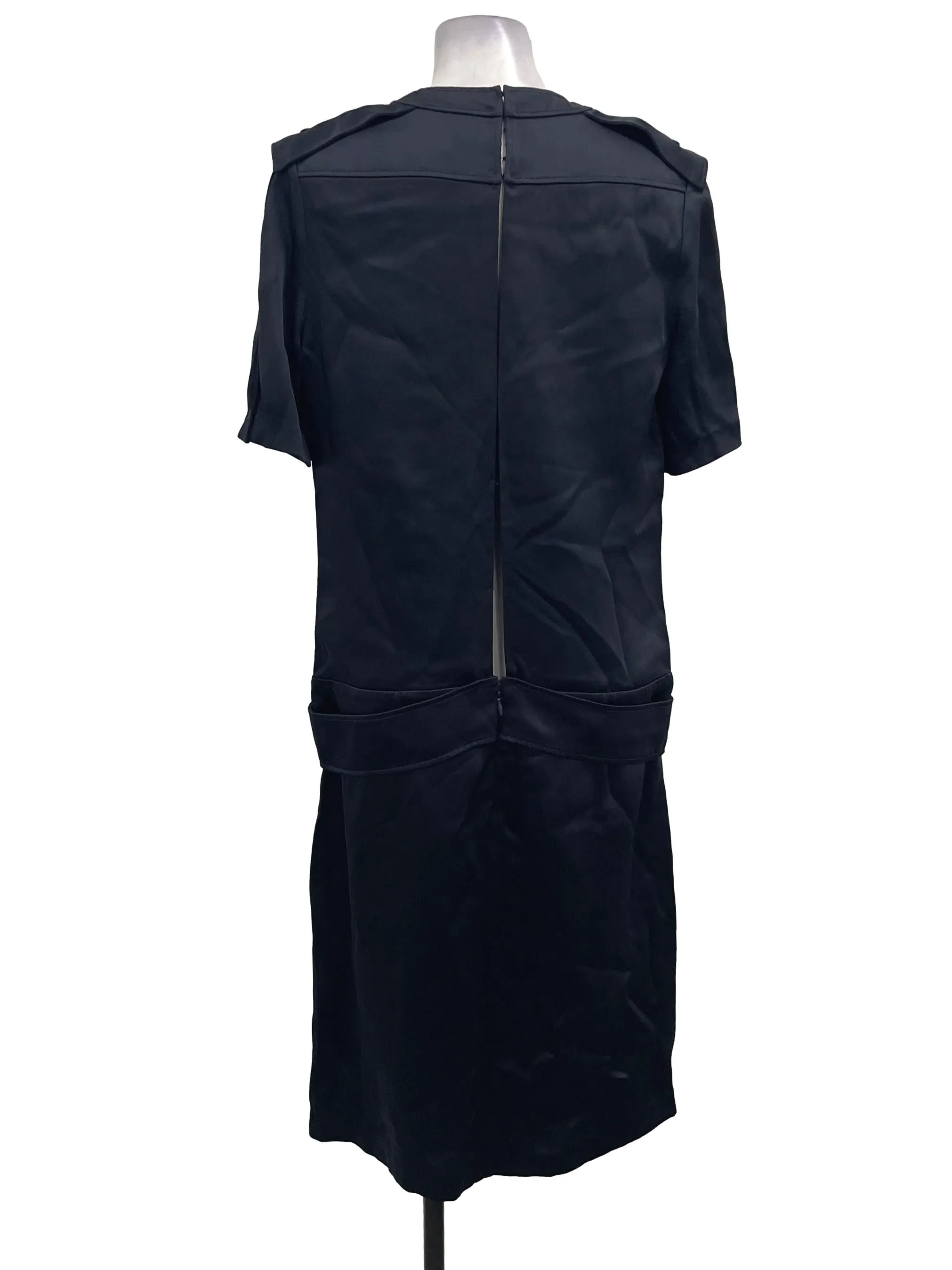 Navy Military Button Sleeve Dress
